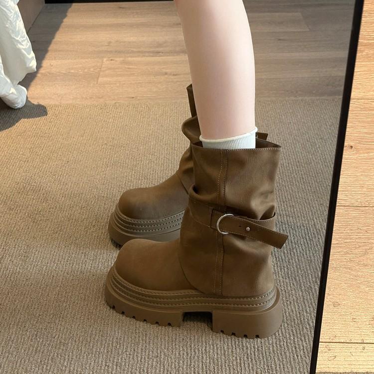 Internet celebrity popular pants boots women 2025 new thin Martin boots retro fashion thick heel fried street Maillard boots