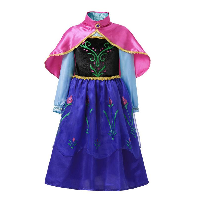 Snow Queen Girls Dress Princess Anna Elsa 2 Dresses Kids Fancy Children Vestidos Birthday Carnival Fancy Party Disguise