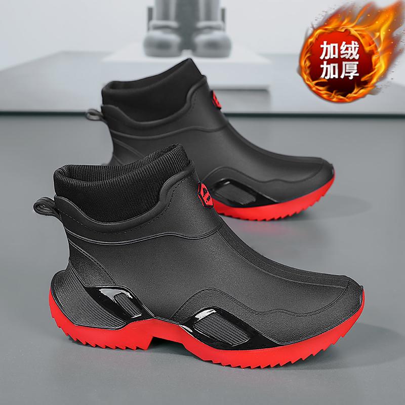 Rain shoes winter velvet warm snow boots fishing takeaway rider cotton shoes winter