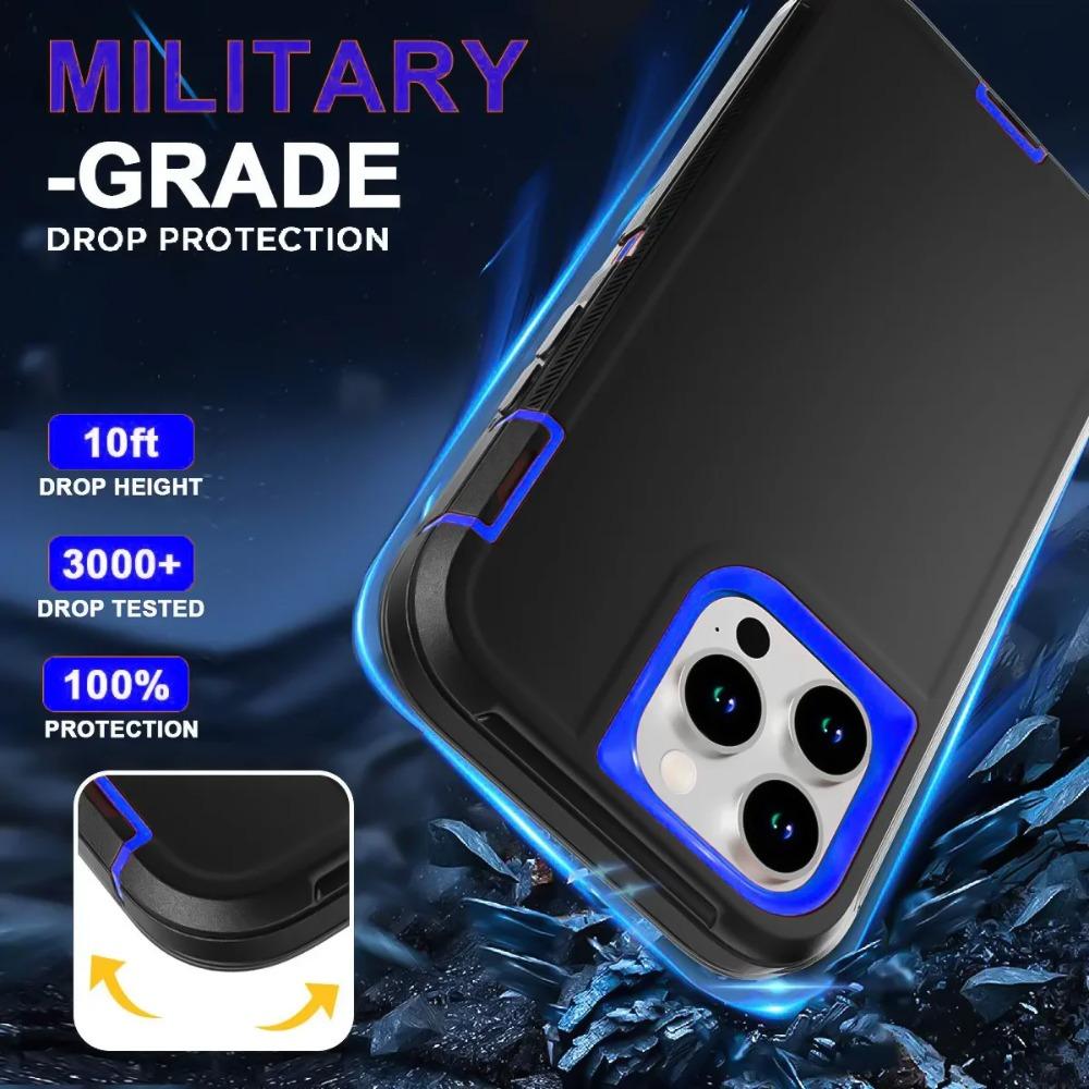 Military Defender Shockproof Armor Phone Case For IPhone Air 17 16 Pro Max 15 14 Plus 13 12 11 Smooth-Touch Ott PC+TPU Box Non-slip Protect Cover Clip