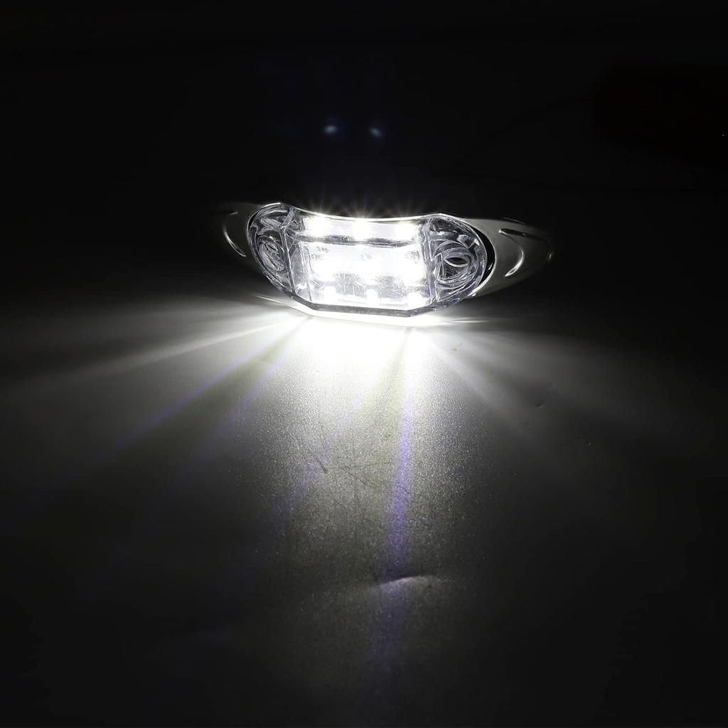 Aoling 2pcs Side Marker LED 24V White Truck Marker Lamp RV Bus Shoulder Light Tiger 6LED Clear Lens