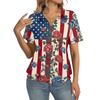 Women's Casual Short Sleeve Polo Shirt with Independence Day Star Print Collar Top Lightweight Summer Tee