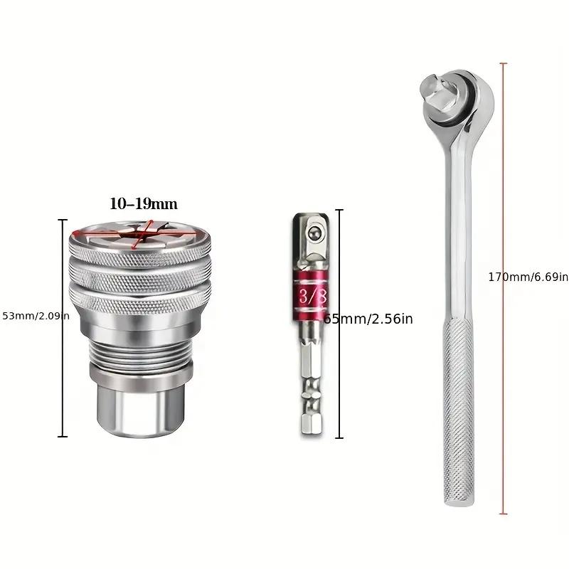 Universal Wrench Sleeve Converter for Standard 3/8-3/4'' 10 To 19mm Socket Multifunctional Adjustable Drive Wrench Tool Set