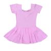Girls' Backless Short Sleeve Ballet Leotard Dress