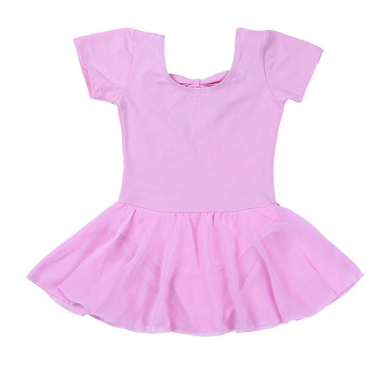 Girls' Backless Short Sleeve Ballet Leotard Dress