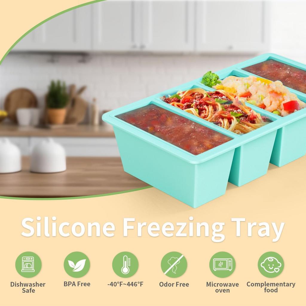 Silicone Freezer Tray for Sauce Cube: GGOW Silicone Freezing Tray for Broth Soup Storage - Freeze 250mL 125mL Souped Portion