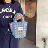 21084 New Lambswool Waffle Handheld Tote - Women's Large Capacity Autumn/Winter Handbag