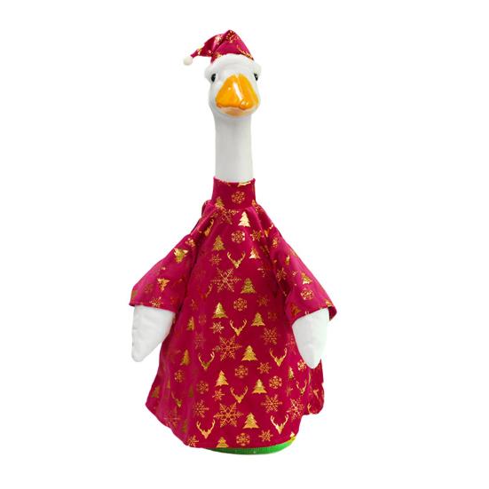 Porch Goose Outfits Gold Stamping Skull Christmas Tree Pattern Goose Clothes for 23" Cement Goose Holiday Goose Costume for Garden Yard Decor