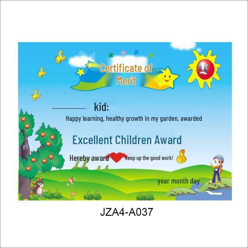 A4 Blank Certificate Paper for Students: Creative Design for Kindergarten and Primary School Commendations and Training Classes.