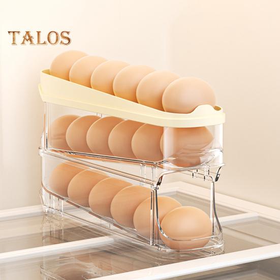Stojan na vejce do lednice Velká kapacita Průhledný design Vícevrstvý Automatické rolování Organizér na vejce do lednice