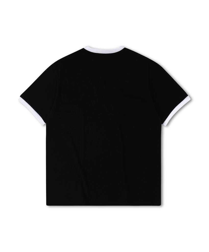 DOLPHIN WAVE APPAREL Dolphin Foam Print Big Logo Ringer Short Sleeve T-Shirt Black