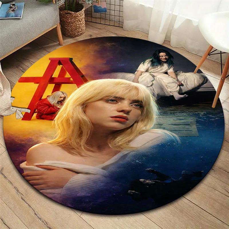 Billie Eilish Round Area Rug,Carpet Rug for Living Room Bedroom Sofa Playroom Decor,Non-slip Floor Mat