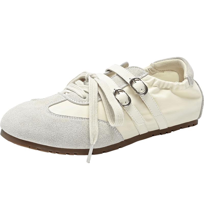 ZHR Women s Beige German Trainer Ballet Flats 38