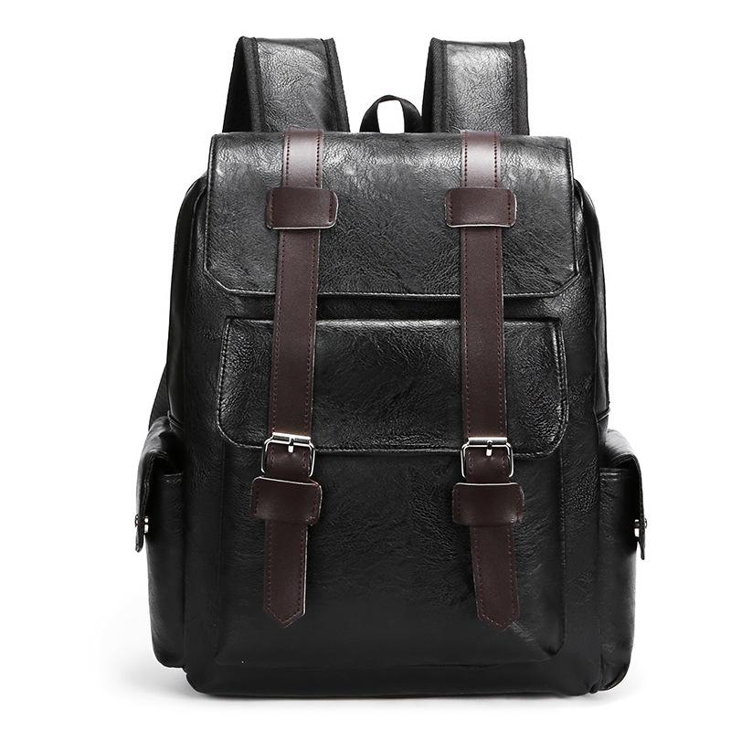 Large-Capacity PU Leather Backpack for Business, School, and Travel