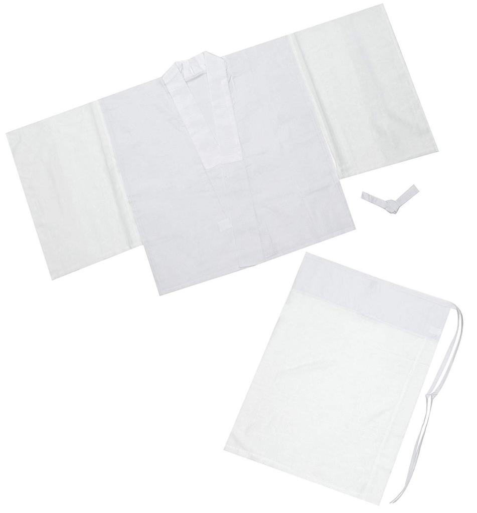 [KYOETSU] Washable Two-Piece Nagajuban (Undergarment for Kimono) - White with Patterned Gauze Fabric, Half-Collar, and Neckline Adjustment - Women's