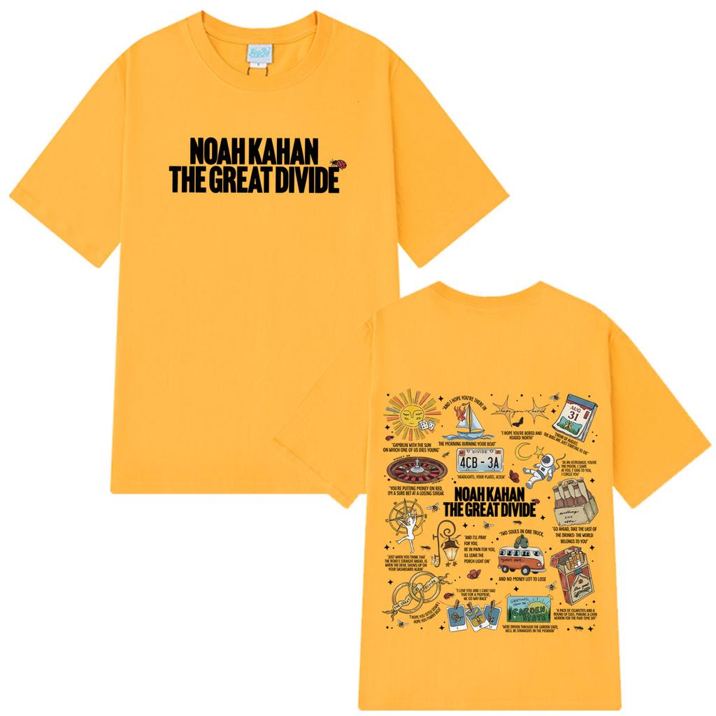 Noah Kahan The Great Divide Tour Grafisch T-shirt Mannen Vrouwen Hip-hop Y2K Shirt Zomer Los Katoenen Tops Streetwear