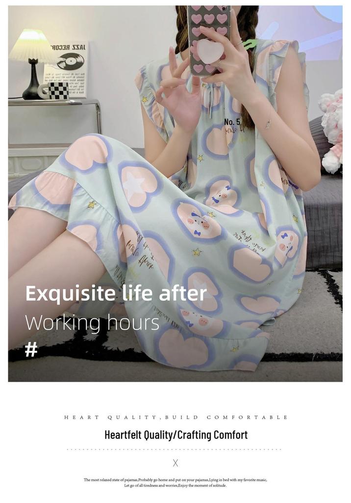 Women's Cotton Silk Camisole Pajama Dress - Summer, Loose Fit, Cute Japanese Style, Sexy and Thin, Perfect for Students