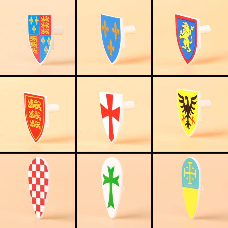 Medieval Castle Knight Figures Weapon Building Blocks Military Army Soldier Flag Shield Cloak Legion Accessories Bricks Toy Gift