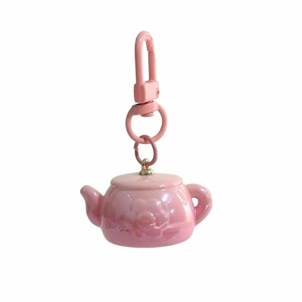 

Ornaments Teapot Key Chain Gradient Plated Color Bag Charm Kawaii 3D Small Teapot Gifts розовый