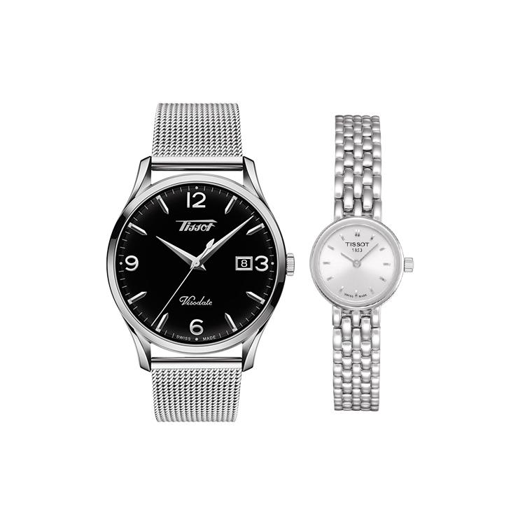 TISSOT Quartz Movement Unisex Watch 40mm Black Dial T0580091103100+T1184101105700