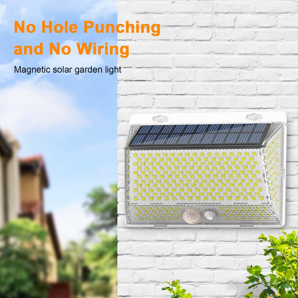 328LEDs Solar Garden Outdoor LED Wall Light Home Outdoor Waterproof Magnetic Remote   Side Lighting Sensor Wall Light