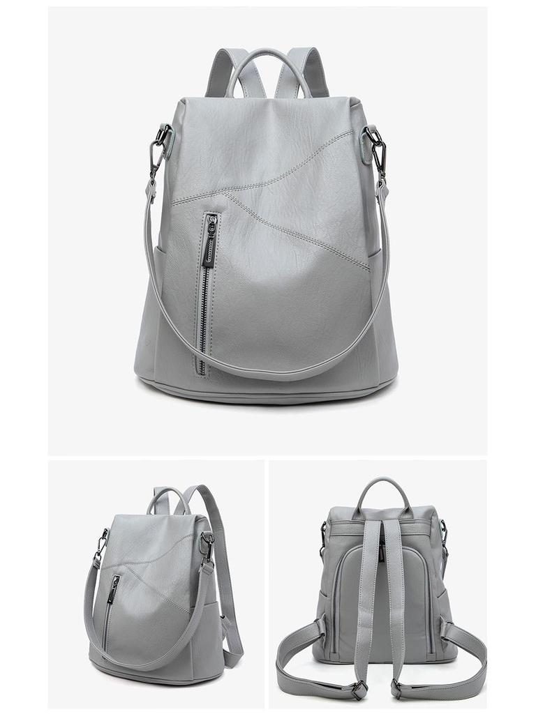 Women's 2025 Spring Fashion Leather Anti-Theft Patchwork Cowhide Backpack