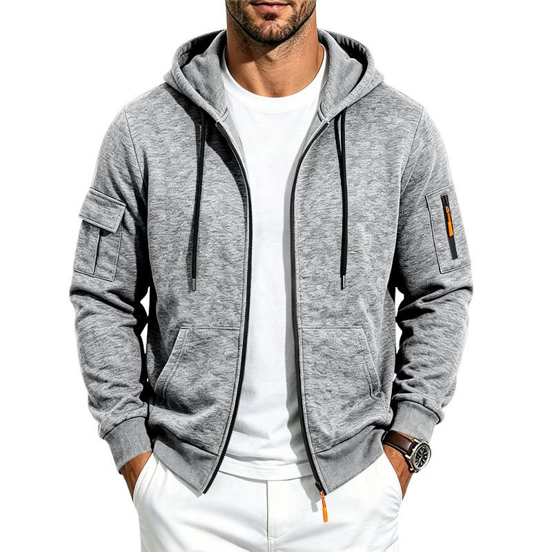 Casual Mens Fleece Hoodie With Zipper Pockets For Winter Outdoor Wear