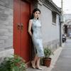Women Sleeveless Modified Cheongsam, Vintage Floral Chinese Style Midi Qipao Dress, Elegant Formal Split Dress
