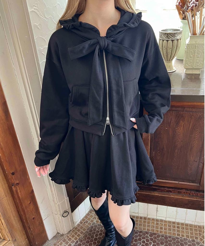 WEGO PHILLY Big Ribbon Size Black Hoodie, Women's, F,