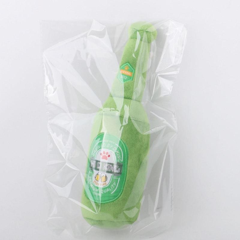 Interessante Quietsch-Stoffhundespielzeuge Bierflasche / Becher Welpen-Kauspielzeug Weich Langlebig