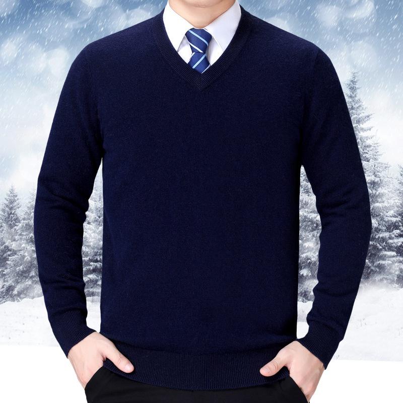 Men's Winter V-Neck Knit Sweater for Casual or Business Wear