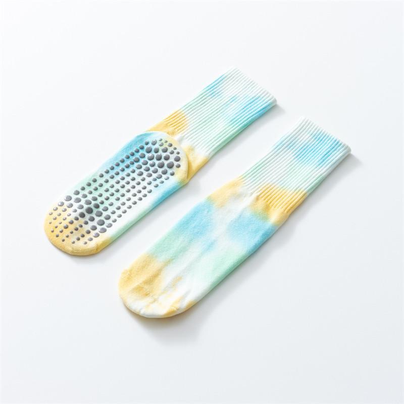 New Printed and Dyed Yoga Calf Socks Cotton Anti Slip and Contrasting Color Floor Socks