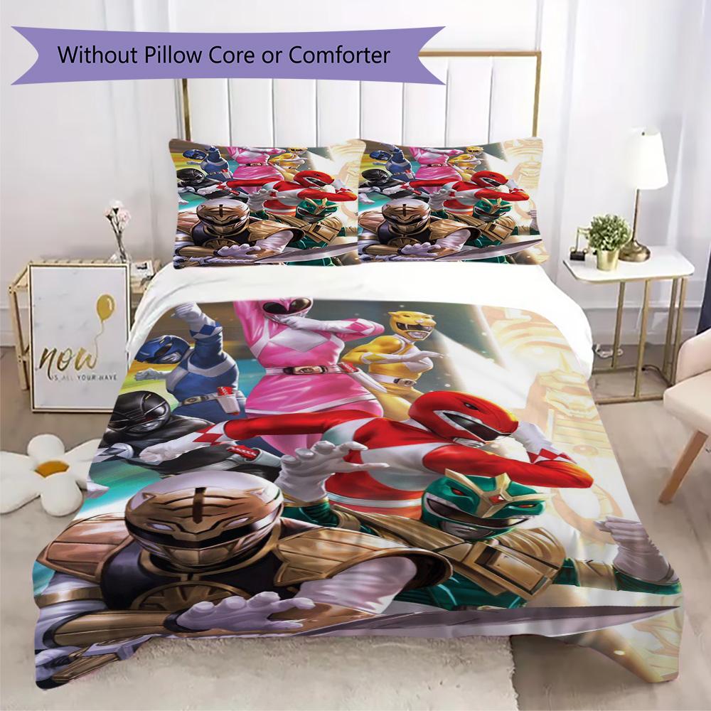 Power Rangers Pattern Bedding,Quilt Set Quilt Cover Pillowcase Home Birthday Gift (1*duvet cover+2*pillowcase,without core)XSJT0917274