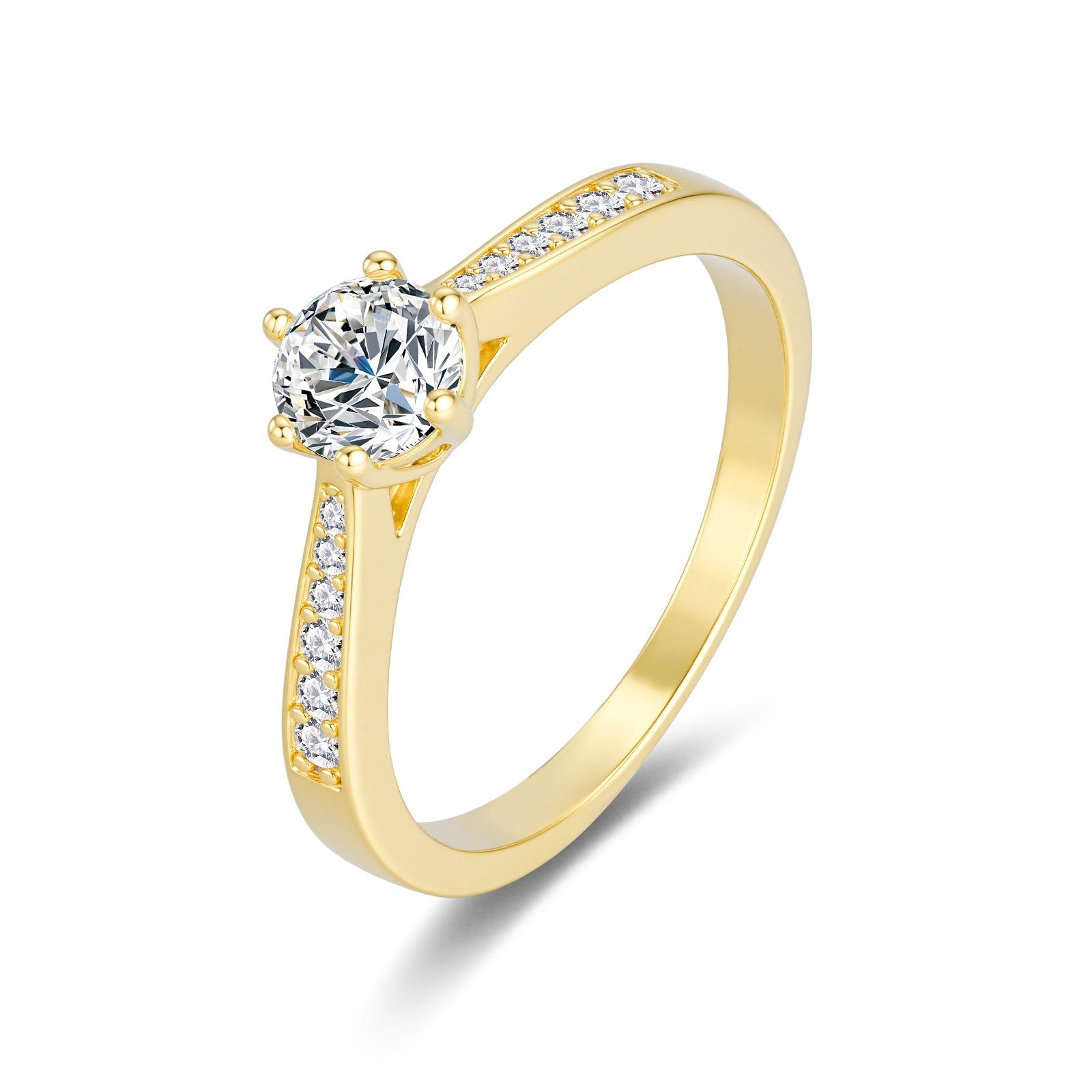 S925 Sterling Silver Classic Crown Six-Prong Moissanite Ring, 1/2/3 Carat Size 5