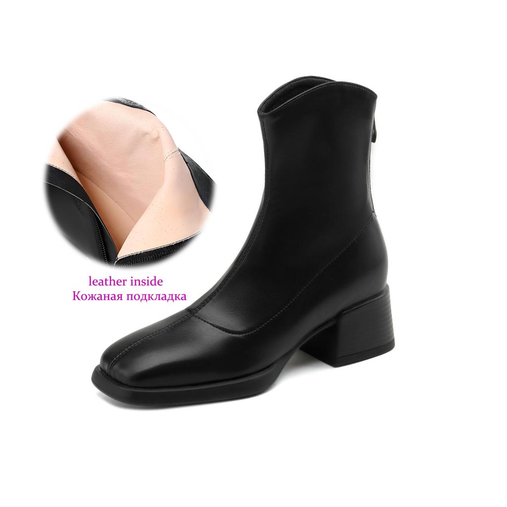 Krazing Pot Mikrofaser Herbst Winter Schuhe Dicke Mittelhohe Absätze Größe 43 Chelsea Boots Aprikose Reißverschluss Stiefeletten