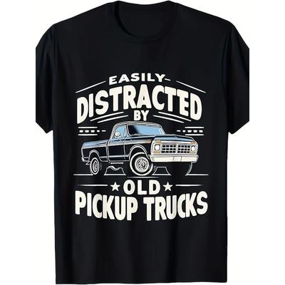 Men's Vintage Truck Graphic T-Shirt - Comfortable Classic Cotton Tee for Casual Style