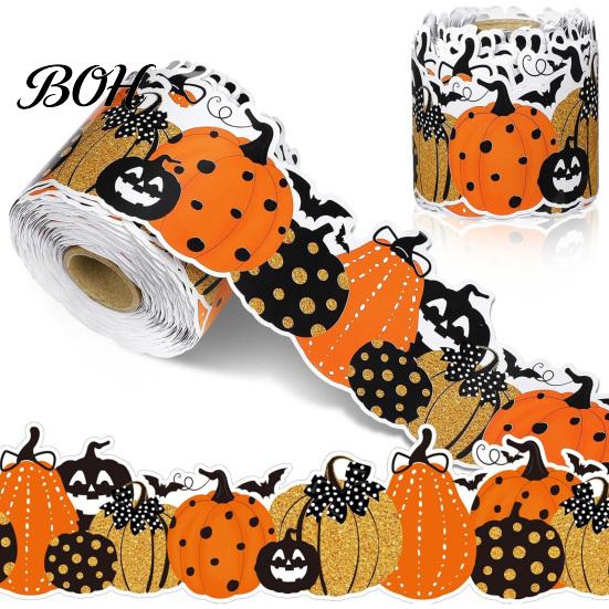 Reusable Festival Accessories Halloween Stickers with Pumpkin And Bat Prints, Durable Coated Celebration Accents Paper Decals, Stylish Frame