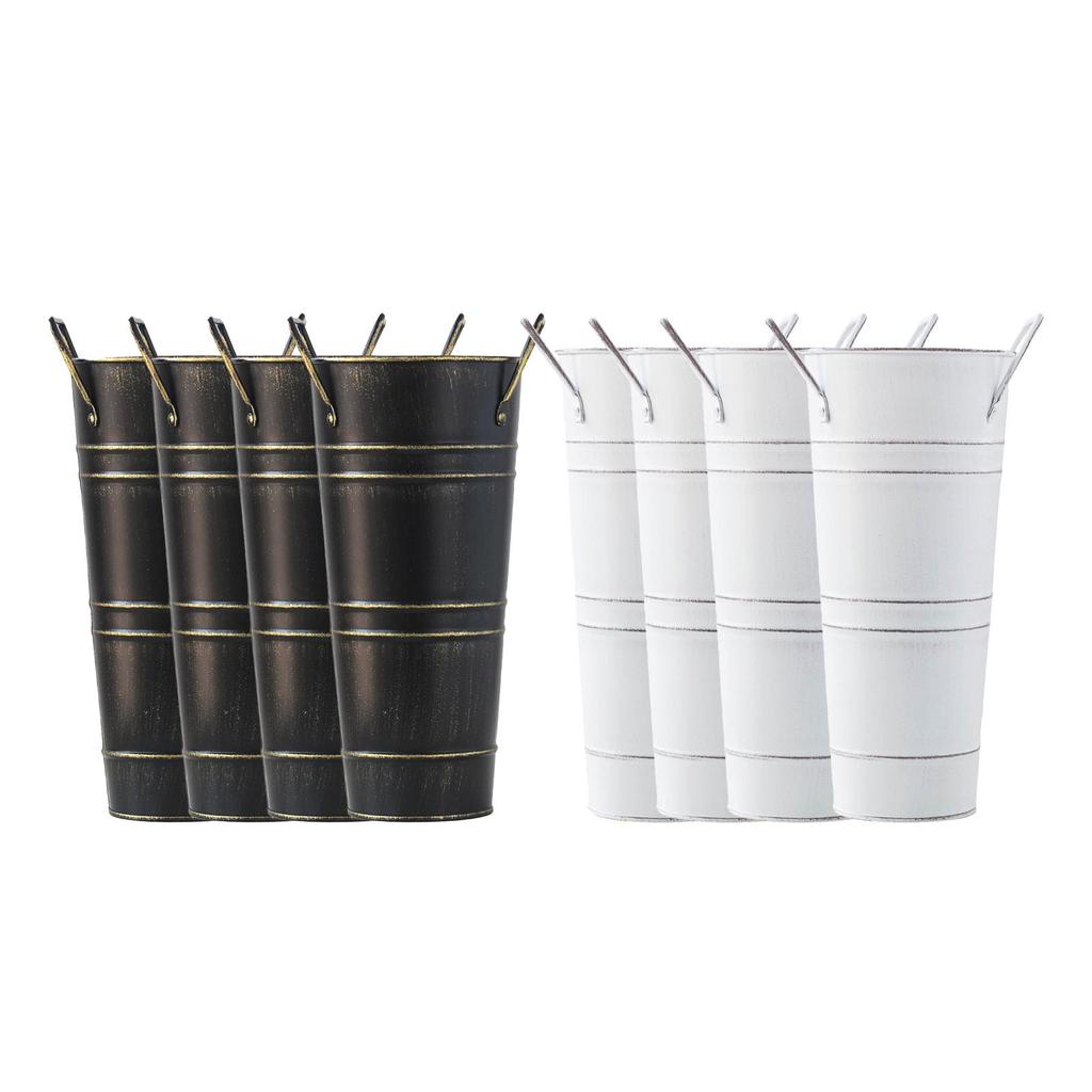 4Pcs French Floral Bucket Storage Plant Planter for Balcony Deck Front Porch