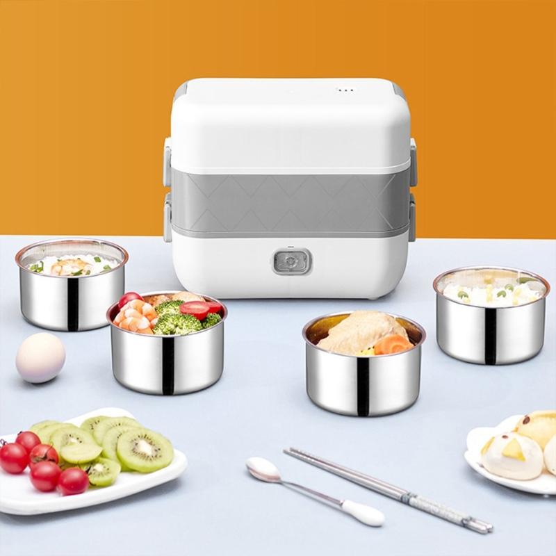 Electric Lunch Box Double Layer Insulated Food Heater for Dormitory Kitchen Office Travel Food Storage Container