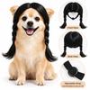 Black Twin Tails Pet Costume Wig Brown Curly Pet Hairpiece Funny Dog Wig  Festival Dress-Up