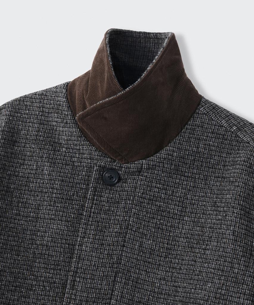 Musinsa Standard Wool Blend Tweed Oversized Half Balmacaan Coat [Grey]