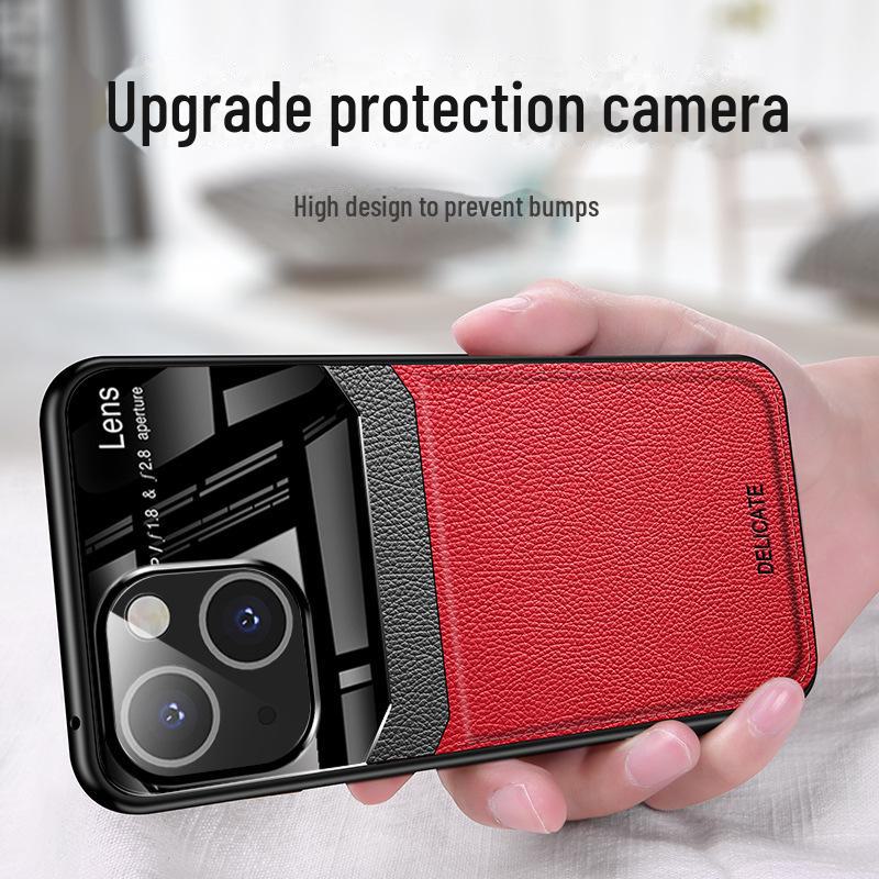 Husa Apple iPhone 14 Pro: Model de piele de protecție a ochilor pentru iPhone 12, 13 și 16 - stil fierbinte cu fereastră mare.