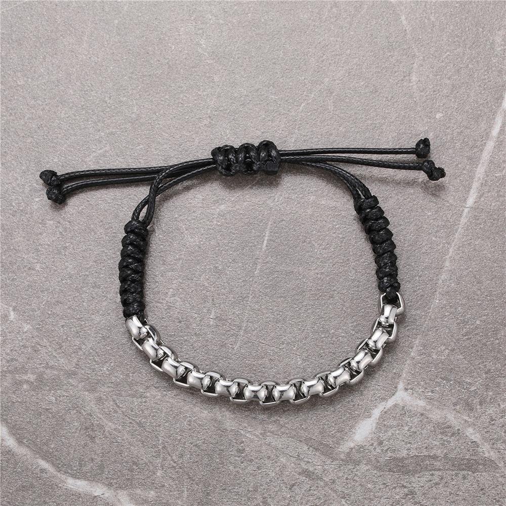 

Atoztide Punk Curb Cuban Chain Braided Rope Bracelets Stainless Steel Jewelry for Men Women Fashion Unisex Wrist Birthday Gift Adjustable