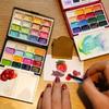 32 Colors Solid Pearlescent Mini Water Color Paint Set Portable Folding Box Outdoor Sketch Travel Graffiti Hand-painted Creation