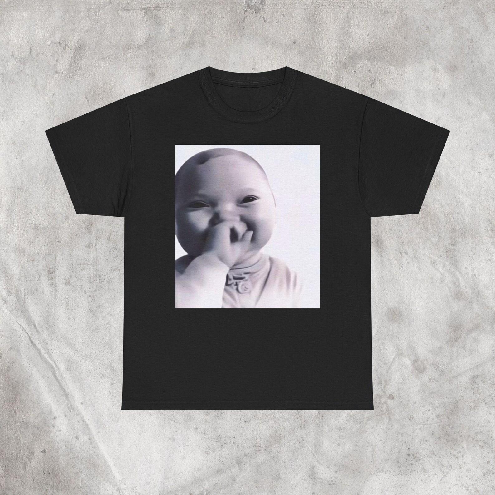 Niche Baby Brainrot Meme Tee, Viral Baby Meme, Viral Ai Smiling Baby Meme, Niche Baby Genz Brainrot Humor Tee,Viral Ai Internet Brainrot Tee XL