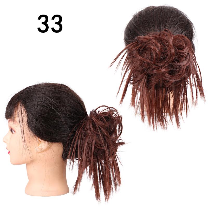Synthetic Hair Chignons Messy Scrunchies Elastic Band Hair Bun Straight Updo Hairpiece Hair Extension for Women