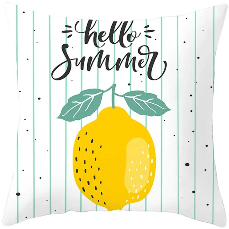 Tropical Style Fruit Cactus Printed Pillow Case Home Decor for Sofa Office Polyester Throw Pillow Cover Decorative Cushion Cover