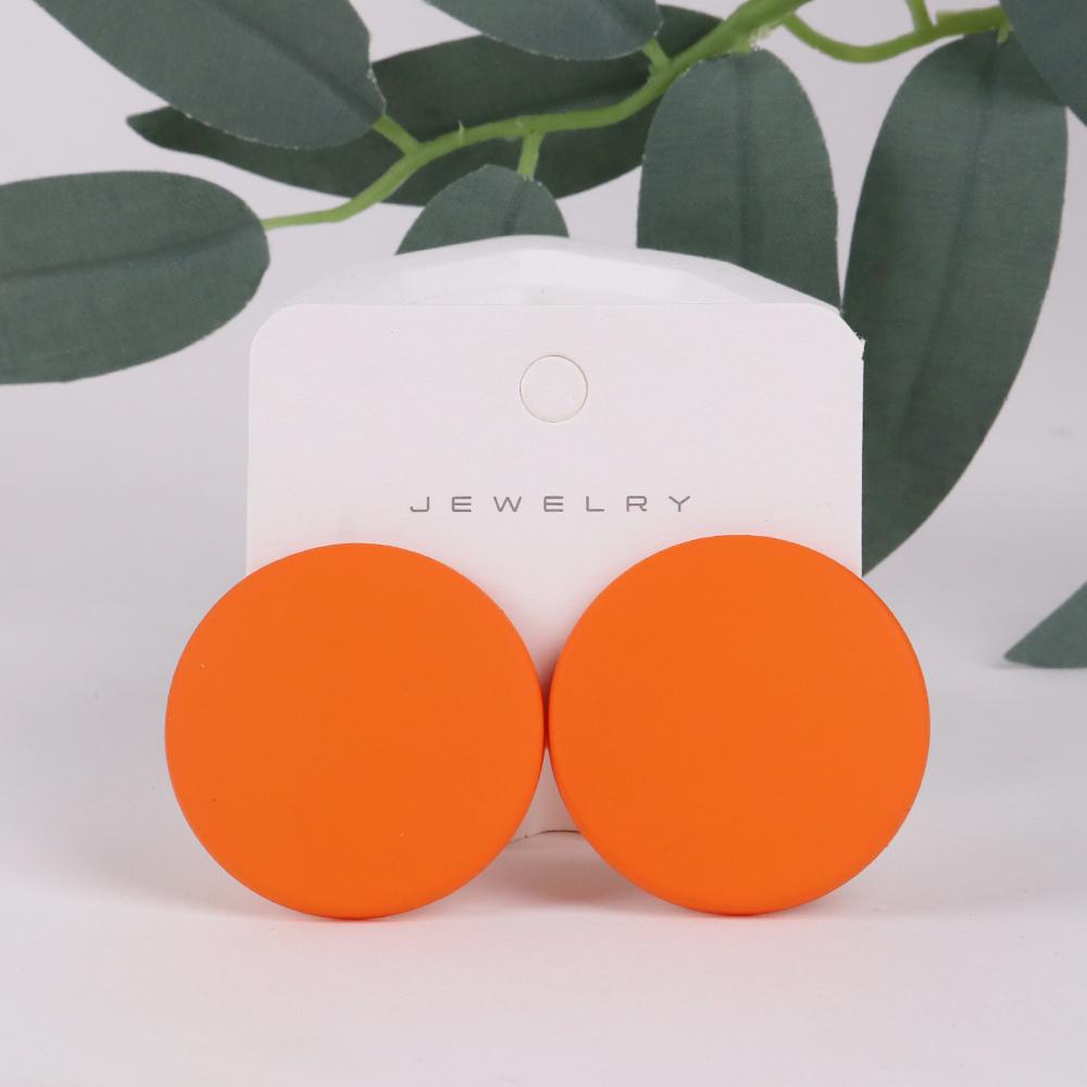 Trendy Korean Red White Black Pink Stud Earrings For Women Girl Geometric Big Square Round Acrylic Earrings Fashion Jewelry Gift