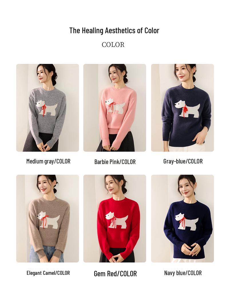 2025 Autumn/Winter 100% Pure Wool Double Ply Round Neck Jacquard Knit Sweater