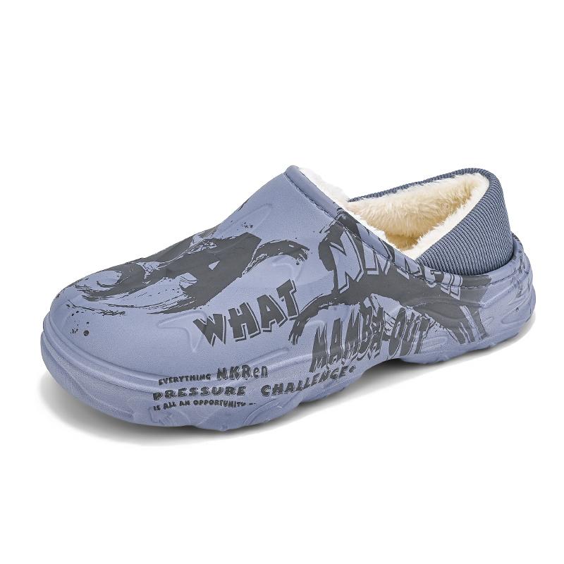 

Зимние теплые меховые мужские тапочки повседневные зимние домашние тапочки водонепроницаемые домашние плюшевые домашние хлопковые туфли мужские меховые шлепанцы обувь 38-39 синий